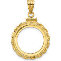 14K Yellow Gold Twisted Wire Screw-Top Coin Bezel Pendant - 31mm Length by Numis Coin Jewelry