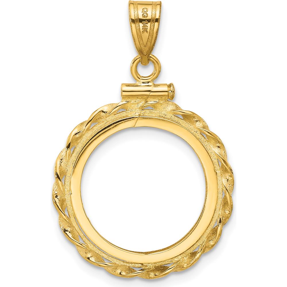 14K Yellow Gold Twisted Wire Screw-Top Coin Bezel Pendant - 31mm Length by Numis Coin Jewelry
