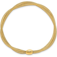 14K Yellow Gold Twisted Woven Mesh Slip-on Stretch Bracelet - 7.5mm Width by 0