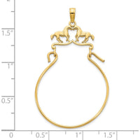 14K Yellow Gold Two Horses Charm Holder Pendant with Polished Finish by Oro Pregiato