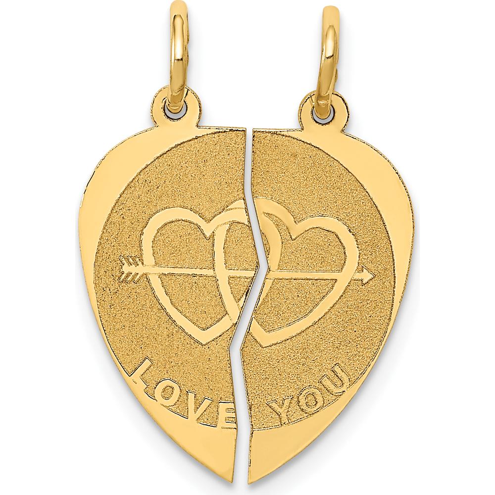14K Yellow Gold Two-Piece "I Love You" Heart Pendant Charm by Oro Pregiato