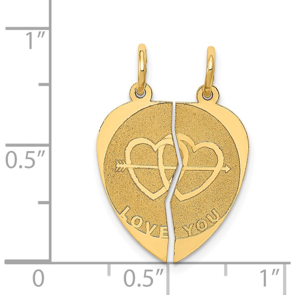 14K Yellow Gold Two-Piece "I Love You" Heart Pendant Charm by Oro Pregiato