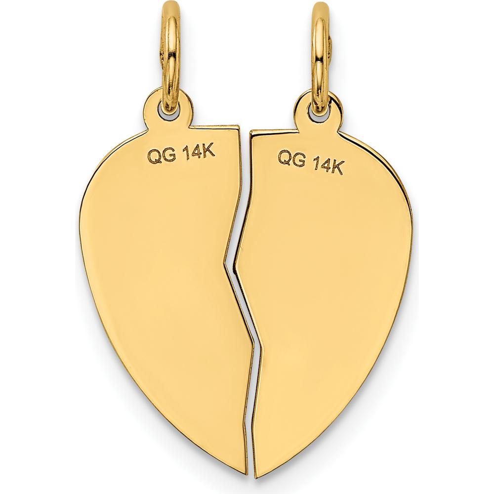 14K Yellow Gold Two-Piece "I Love You" Heart Pendant Charm by Oro Pregiato