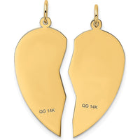 14K Yellow Gold Two-Piece "I Love You" Split Heart Pendant by Oro Pregiato