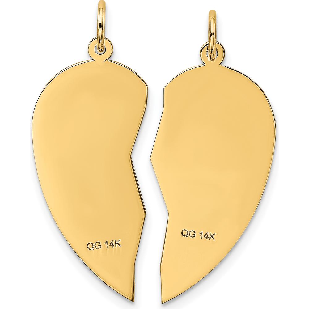14K Yellow Gold Two-Piece "I Love You" Split Heart Pendant by Oro Pregiato