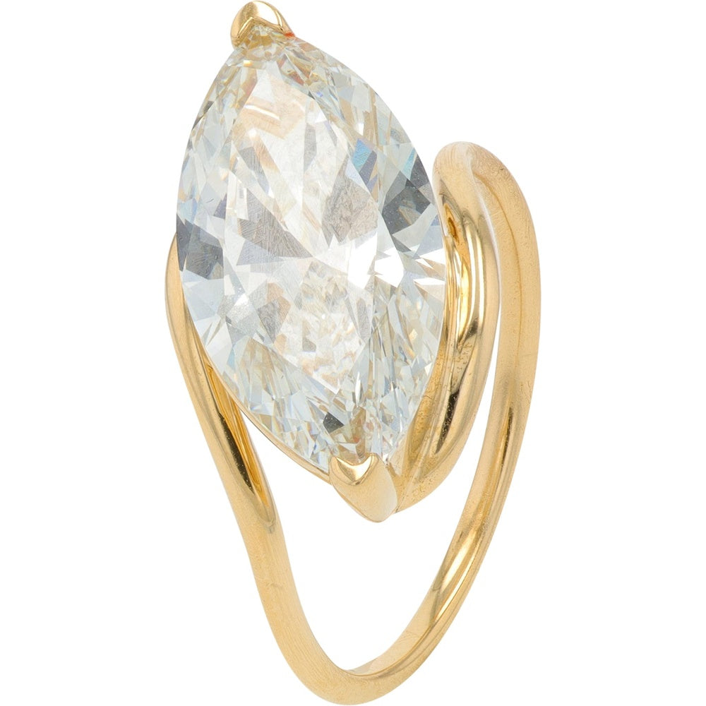 14K Yellow Gold Two-Prong Marquise Cut Lab Grown Diamond Engagement Ring - 4.50 Carat Total Diamond Weight