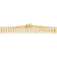 14K Yellow Gold Two-Row Bracelet with Pear Shaped Lab Grown Diamonds - 10.00 Carat Total Diamond Weight