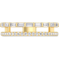 14K Yellow Gold Two-Row Open Space Fashion Ring with Baguette and Round Diamonds - 0.54 Carat Total Diamond Weight by Auriventus