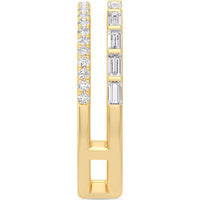 14K Yellow Gold Two-Row Open Space Fashion Ring with Baguette and Round Diamonds - 0.54 Carat Total Diamond Weight by Auriventus