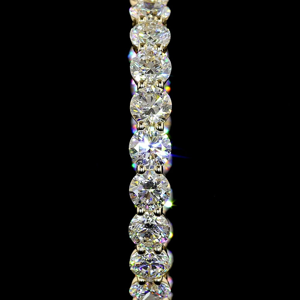 14K Yellow Gold Two-Row Round Diamond Hoop Earrings with Prong Set Lab Grown Diamonds - 10.10 Carats Total Diamond Weight - Covaloro Fine Jewelry