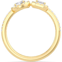 14K Yellow Gold Two-Stone Fashion Ring with Round and Emerald Cut Diamond Halos - 0.74 Carat Total Diamond Weight by Auriventus