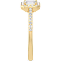 14K Yellow Gold Two-Stone Fashion Ring with Round and Emerald Cut Diamond Halos - 0.74 Carat Total Diamond Weight by Auriventus