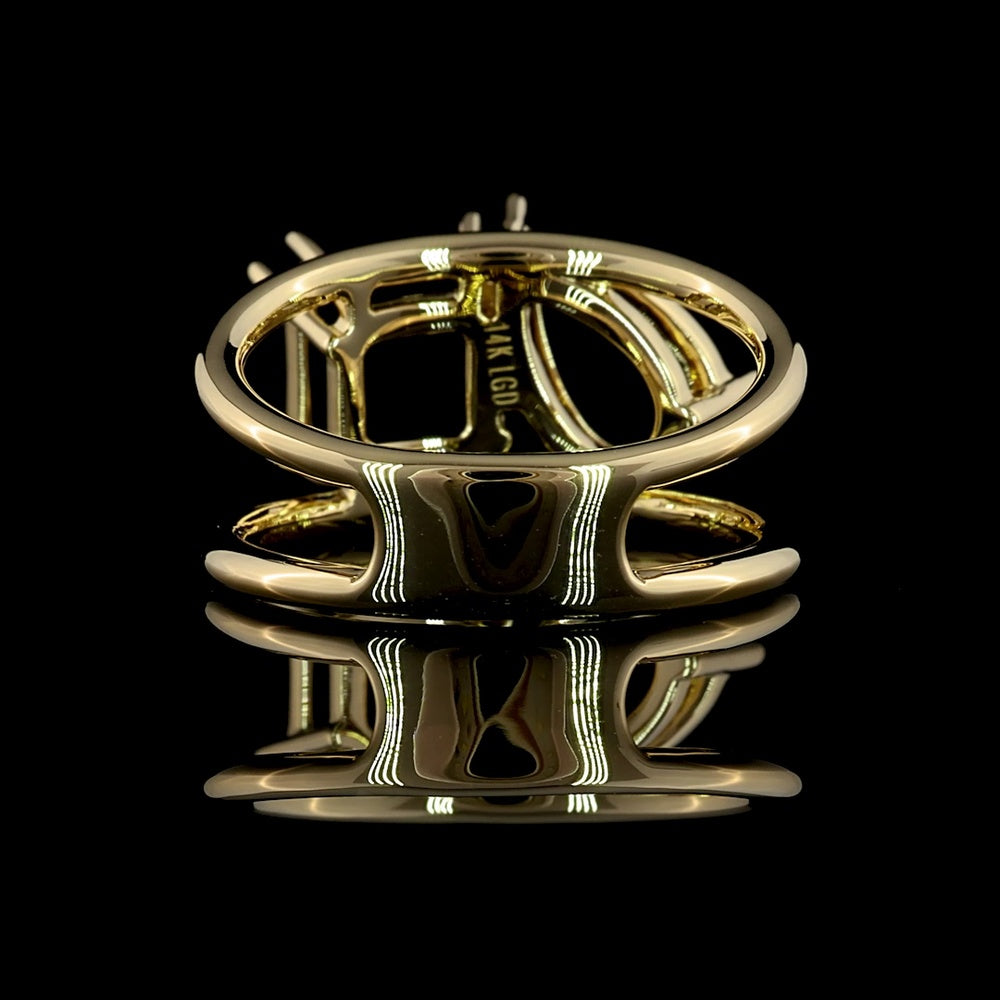14K Yellow Gold Two Stone Ring with 2.59 Carat Asscher Cut Lab Diamond and 1.75 Carat Pear Shaped Lab Diamond - 4.34 Carat Total Weight - Covaloro Fine Jewelry
