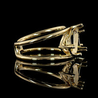 14K Yellow Gold Two Stone Ring with 2.59 Carat Asscher Cut Lab Diamond and 1.75 Carat Pear Shaped Lab Diamond - 4.34 Carat Total Weight - Covaloro Fine Jewelry