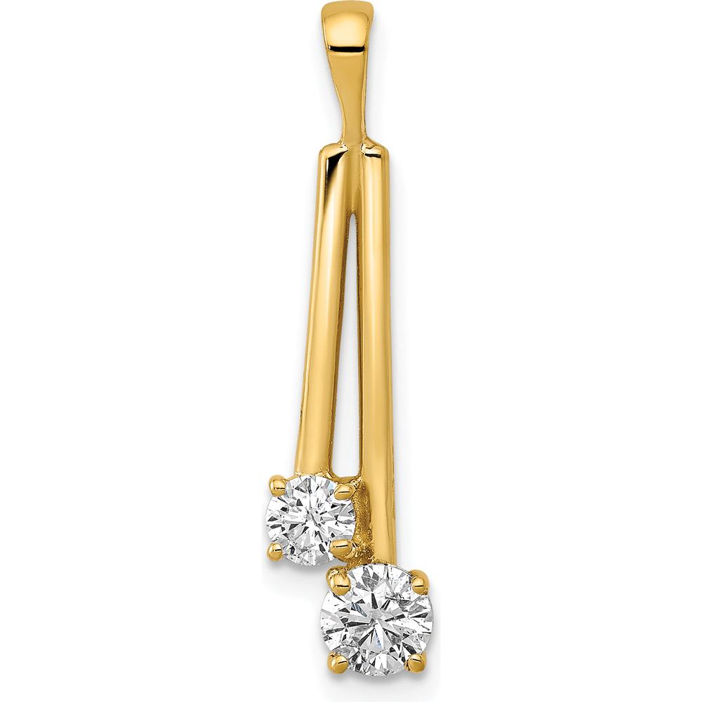 14K Yellow Gold Two-Stone Round Diamond Pendant - 0.499 Carat Total Diamond Weight by Oro Pregiato