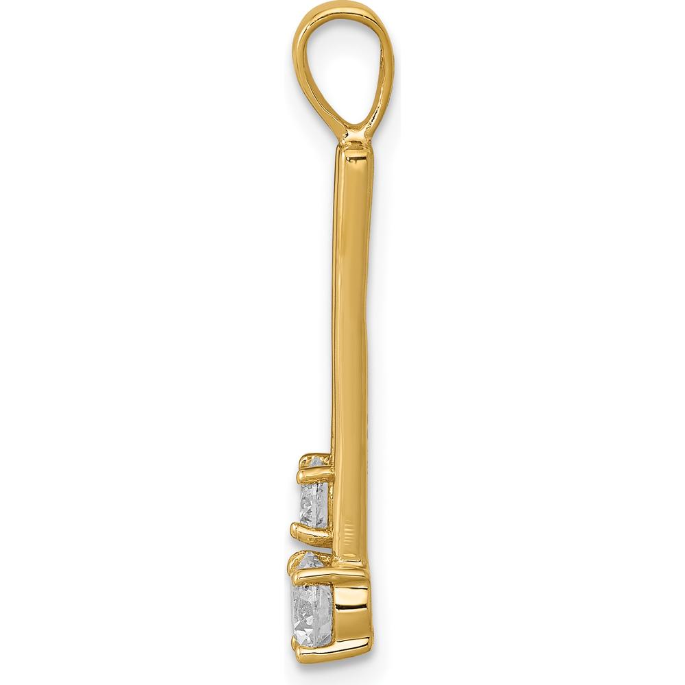 14K Yellow Gold Two-Stone Round Diamond Pendant - 0.499 Carat Total Diamond Weight by Oro Pregiato