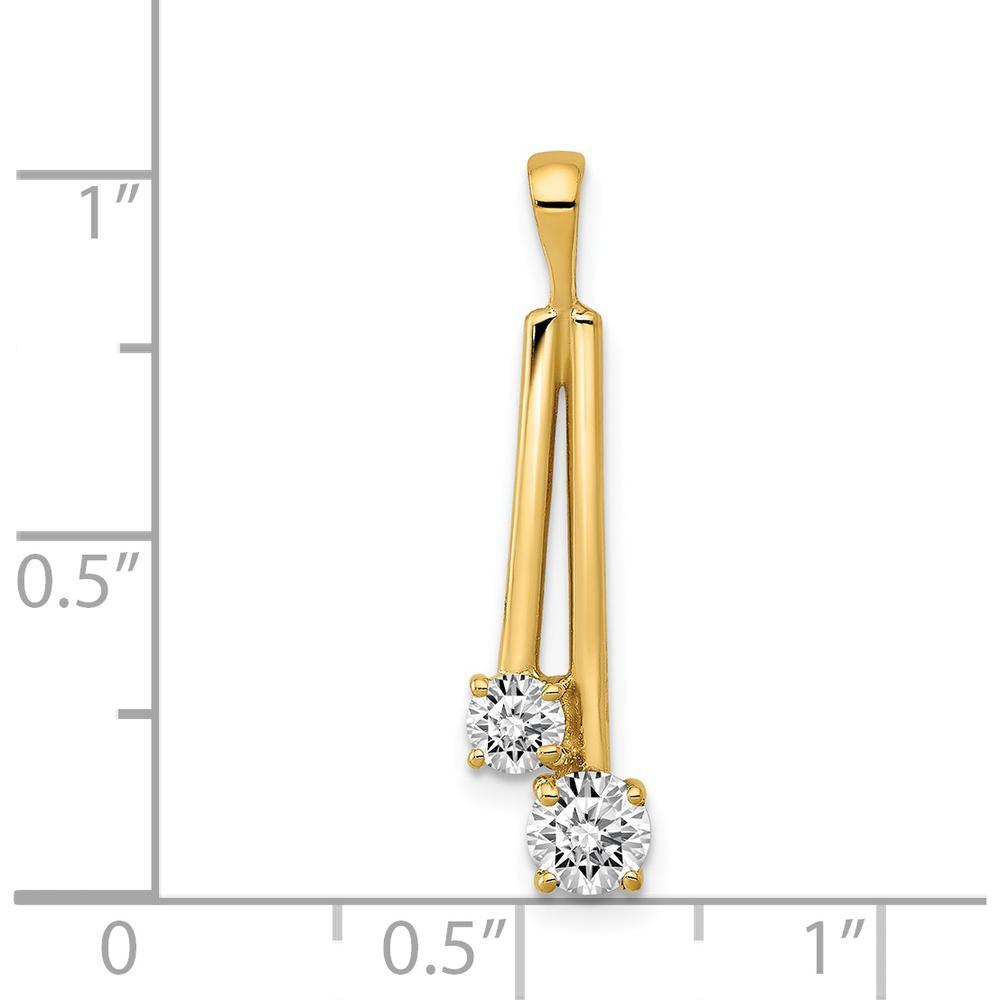 14K Yellow Gold Two-Stone Round Diamond Pendant - 0.499 Carat Total Diamond Weight by Oro Pregiato