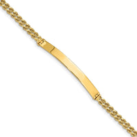 14K Yellow Gold Two-Strand Rope Chain ID Bracelet with Engravable 41x5mm Plate - 7 Inch