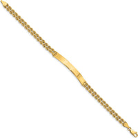 14K Yellow Gold Two-Strand Rope ID Bracelet with Engravable 39.5mm Polished Plate - 8 Inch