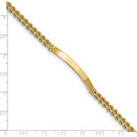 14K Yellow Gold Two-Strand Rope ID Bracelet with Engravable 39.5mm Polished Plate - 8 Inch