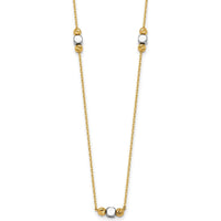 14K Yellow Gold Two-Tone Beaded Necklace with Diamond-Cut and Square Beads - 16" with 2" Extender by 0