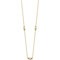 14K Yellow Gold Two-Tone Beaded Necklace with Diamond-Cut and Square Beads - 16" with 2" Extender by 0