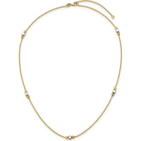 14K Yellow Gold Two-Tone Beaded Necklace with Diamond-Cut and Square Beads - 16" with 2" Extender by 0