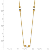 14K Yellow Gold Two-Tone Beaded Necklace with Diamond-Cut and Square Beads - 16" with 2" Extender by 0