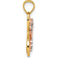 14K Yellow Gold Two-Tone Butterfly Pendant with Diamond-Cut Accents by Oro Pregiato