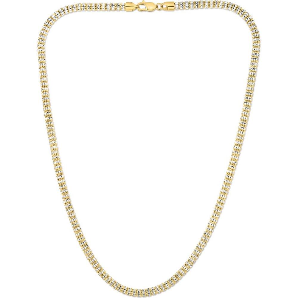 14K Yellow Gold Two-Tone Fancy Ice Chain Necklace with Diamond-Cut Texture - 22" by Orozza Fine Jewelry