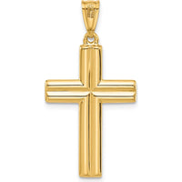 14K Yellow Gold Two-Tone Polished and Textured Crucifix Pendant - 34.6mm by Oro Pregiato