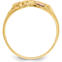 14K Yellow Gold Two-Tone Sweet 15 Heart Ring with Grooved Band by Oro Pregiato