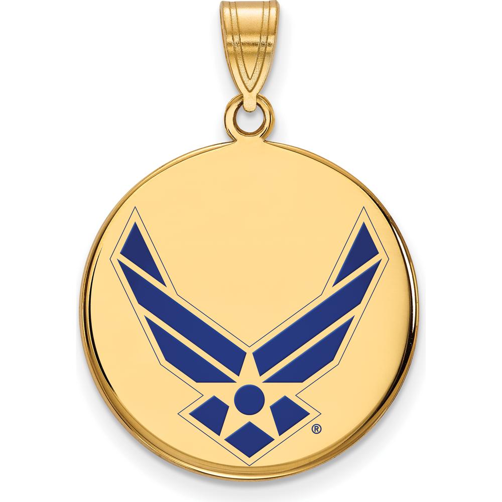 14K Yellow Gold U.S. Air Force Enamel Disc Pendant