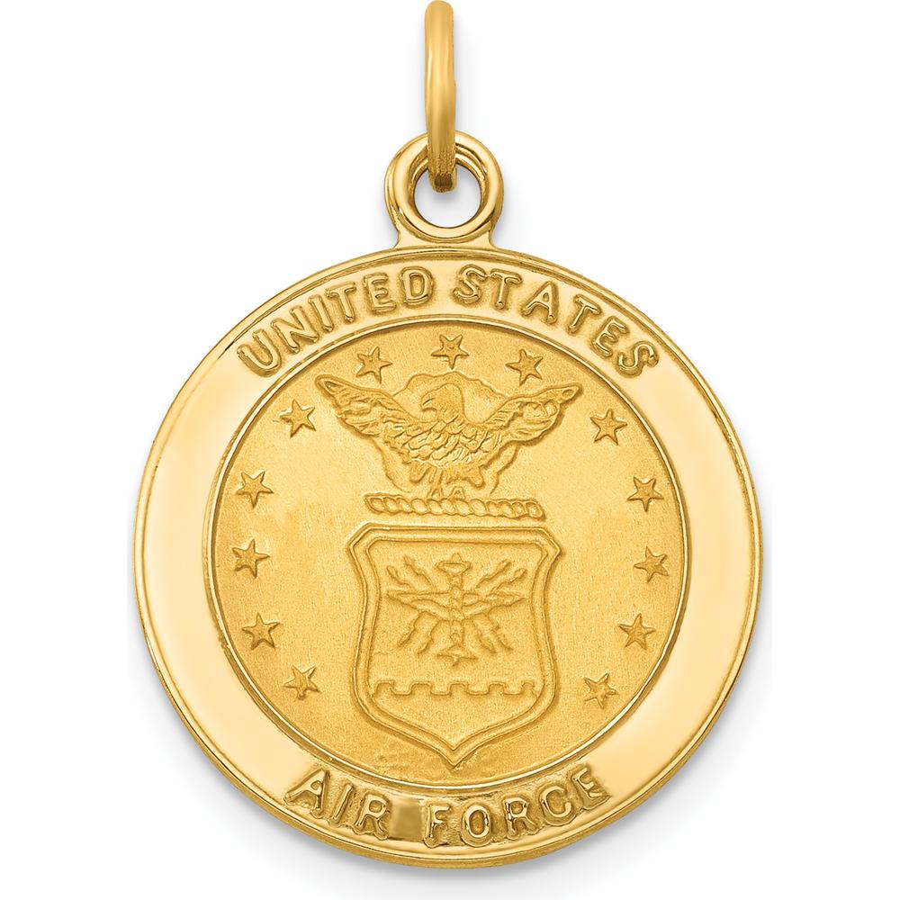 14K Yellow Gold U.S. Air Force Insignia Engravable Pendant - 17mm Diameter by Official Gold Marks