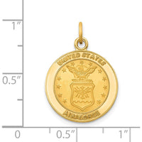 14K Yellow Gold U.S. Air Force Insignia Engravable Pendant - 17mm Diameter by Official Gold Marks