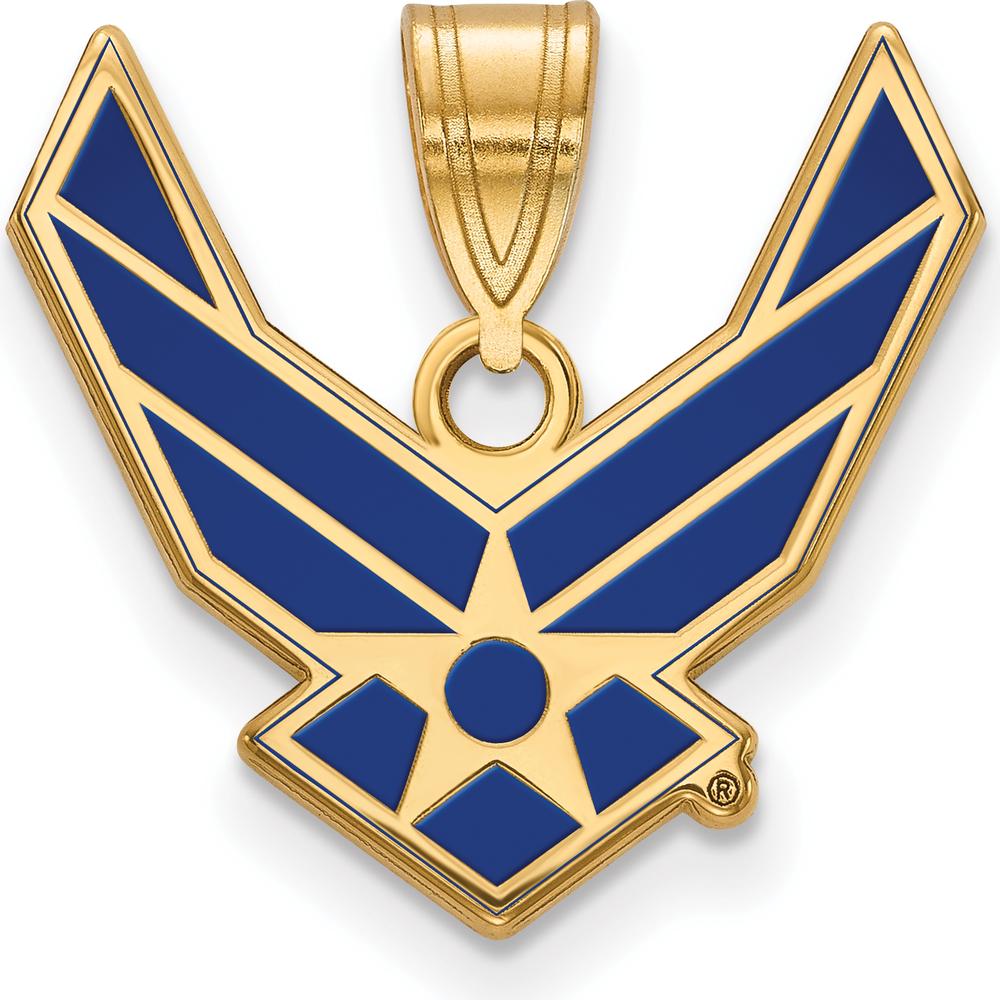 14K Yellow Gold U.S. Air Force Large Enamel Logo Pendant