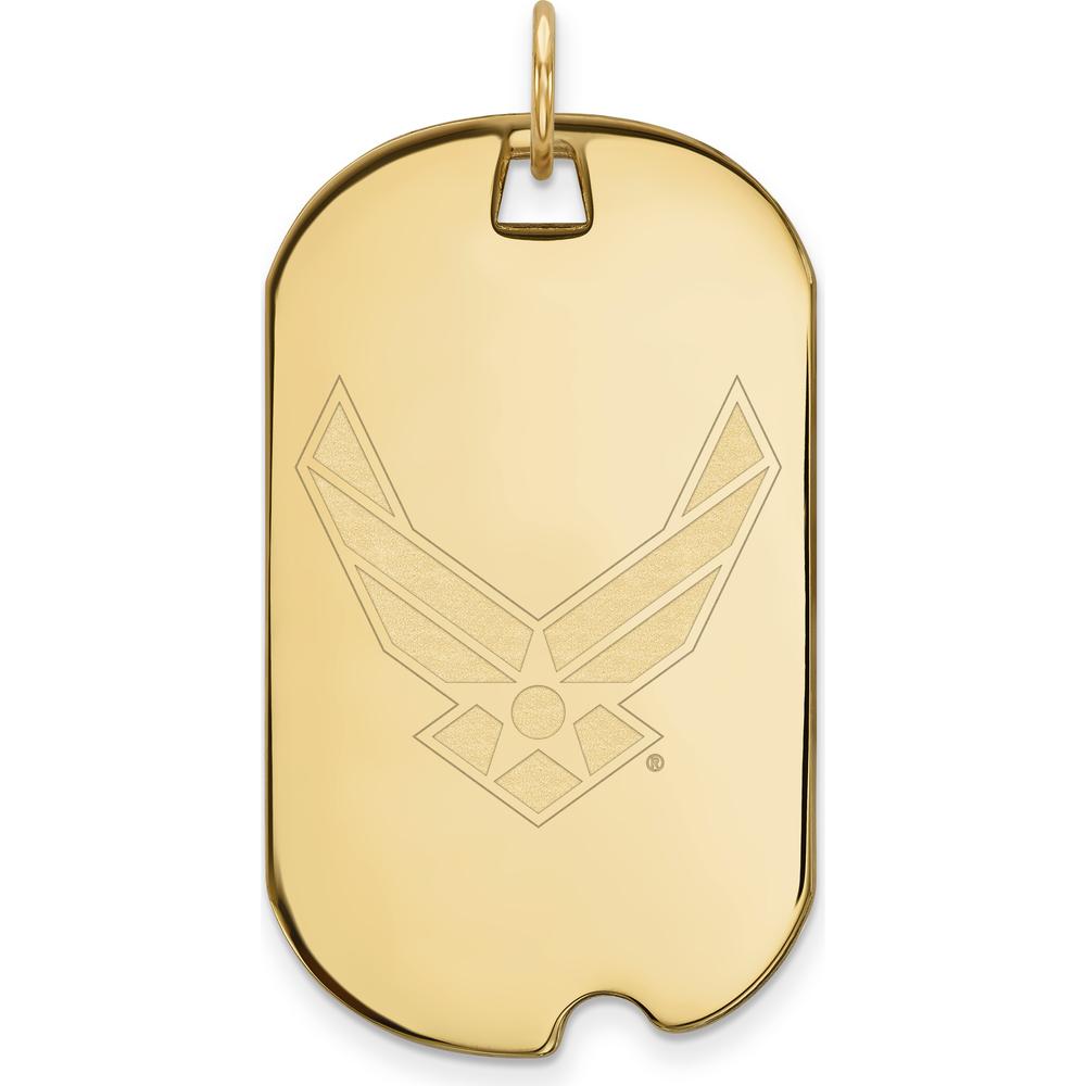 14K Yellow Gold U.S. Air Force Logo Large Dog Tag Pendant