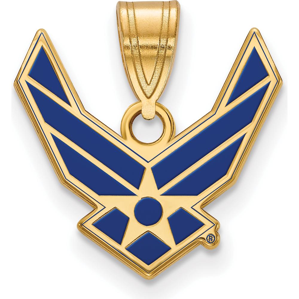 14K Yellow Gold U.S. Air Force Logo Pendant with Blue Enamel