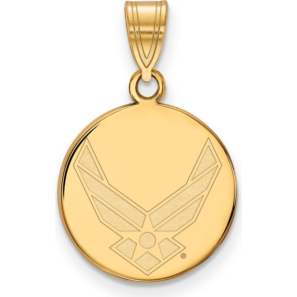 14K Yellow Gold U.S. Air Force Medium Disc Pendant with Engraved Logo