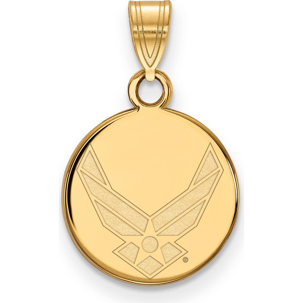14K Yellow Gold U.S. Air Force Small Disc Pendant with Engraved Insignia