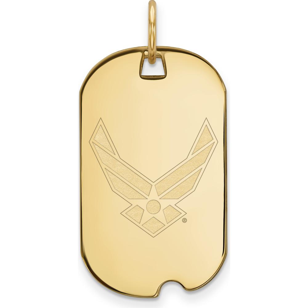 14K Yellow Gold U.S. Air Force Small Dog Tag Pendant