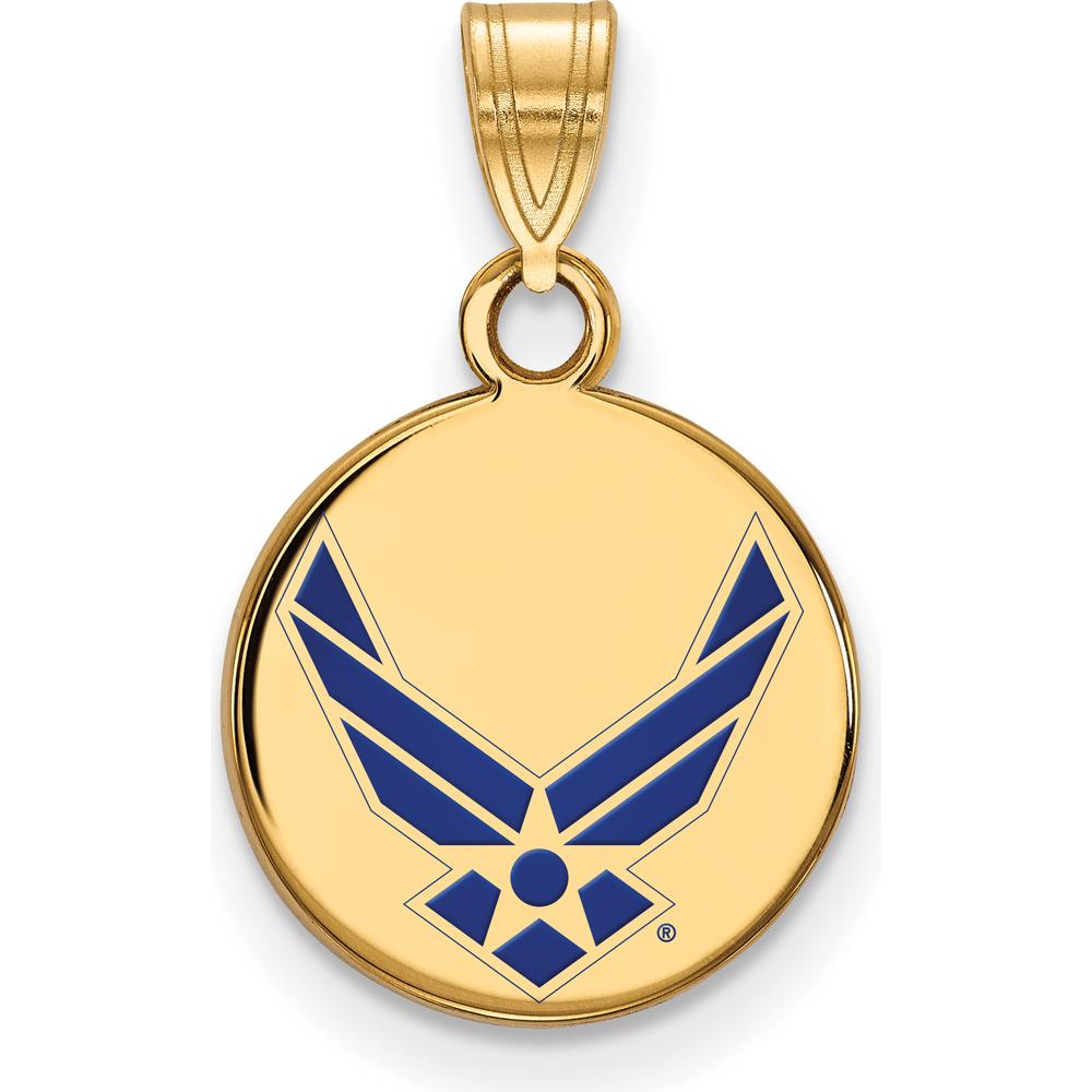 14K Yellow Gold U.S. Air Force Small Enamel Disc Pendant