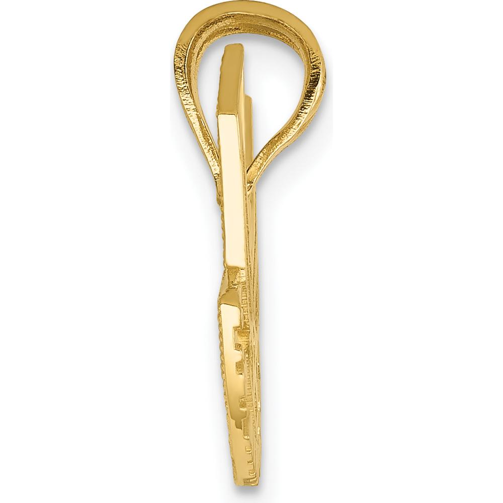 14K Yellow Gold U.S. Air Force Winged Pendant - Polished Textured Design by Official Gold Marks