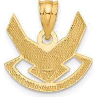 14K Yellow Gold U.S. Air Force Winged Pendant - Polished Textured Design by Official Gold Marks