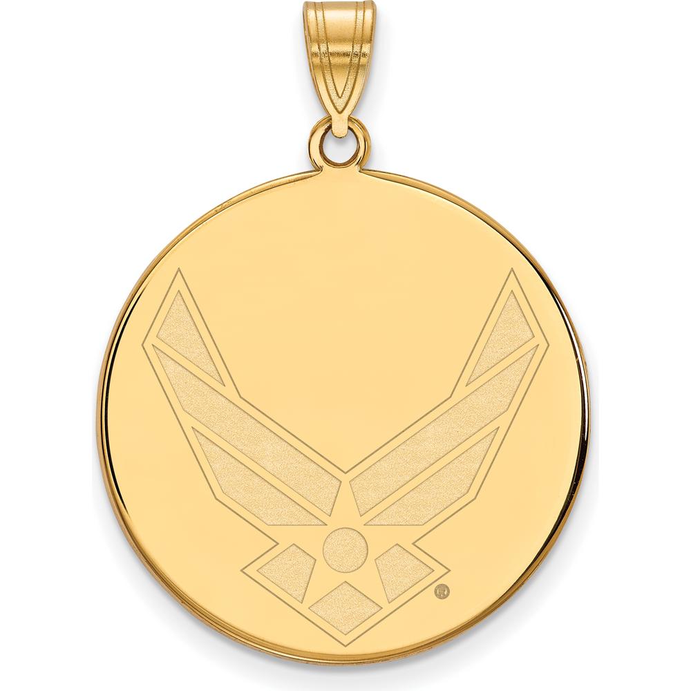 14K Yellow Gold U.S. Air Force XL Disc Pendant with Engraved Logo