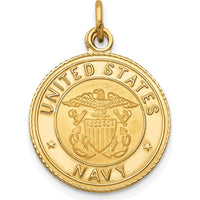 14K Yellow Gold U.S. Navy Insignia Engravable 17mm Pendant by Official Gold Marks