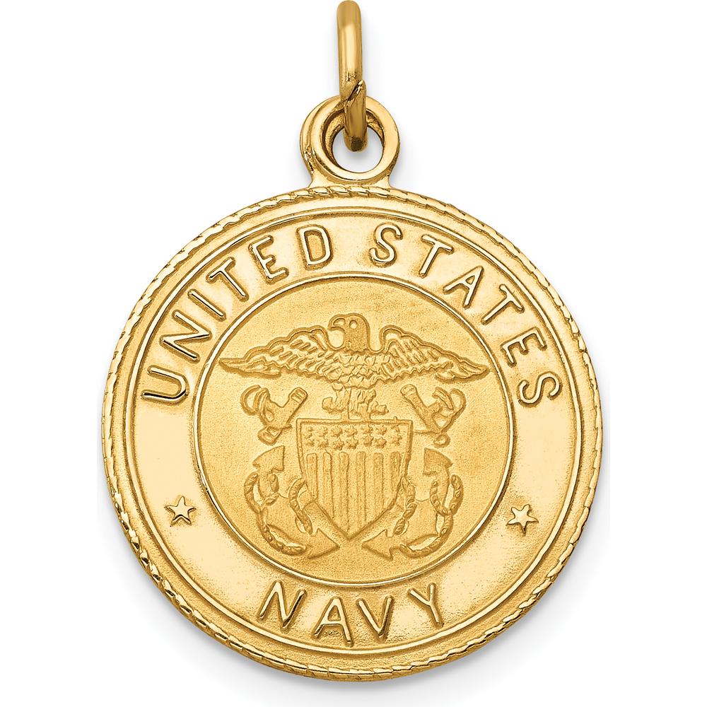 14K Yellow Gold U.S. Navy Insignia Engravable 17mm Pendant by Official Gold Marks