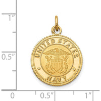 14K Yellow Gold U.S. Navy Insignia Engravable 17mm Pendant by Official Gold Marks