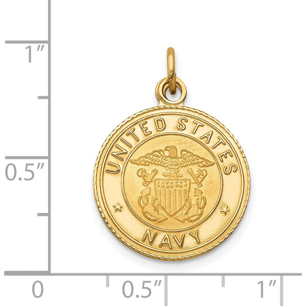 14K Yellow Gold U.S. Navy Insignia Engravable 17mm Pendant by Official Gold Marks