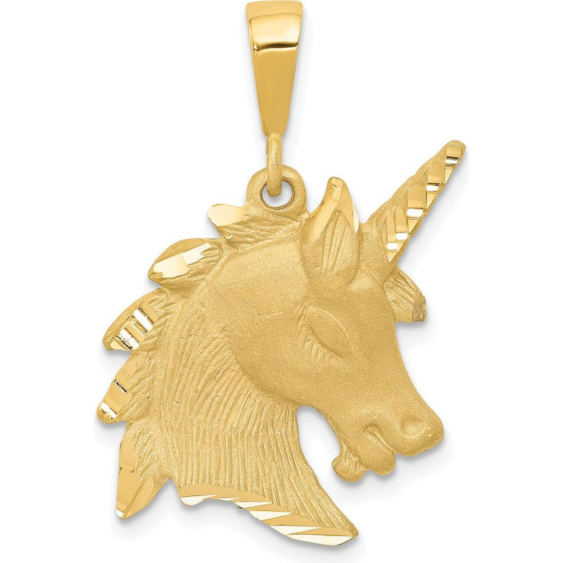 14K Yellow Gold Unicorn Head Charm with Diamond-Cut Texture by Oro Pregiato